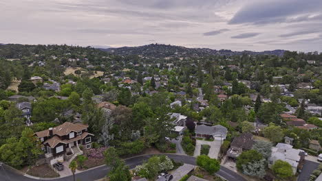 redwood city california aerial v4 low flyover farm hills neighborhood with emerald hills views capturing residential houses, homes built on hilly landscape - shot with mavic 3 cine - june 2022