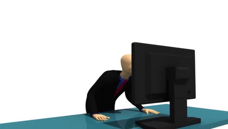 animated graphics showing enthusiastic 3dman with a desktop