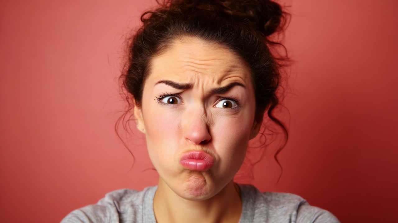 Expressive Emotions: Capturing Frustrated and Discontented Facial Reactions with a Close-up View Against a Simple Background in a Dynamic Video Frame Sequence