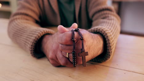 hands, cross and religion with praying