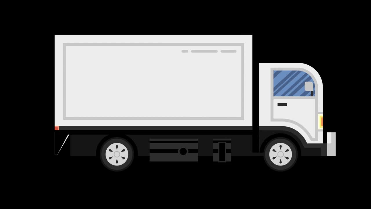 자동차 애니메이션, 상업용 화물 밴, 알파 채널과 함께 루프 애니메이션, 4k 해상도