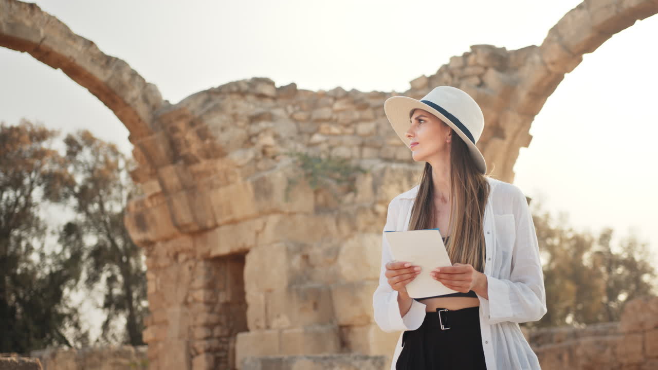Woman exploring ancient ruins in Cyprus