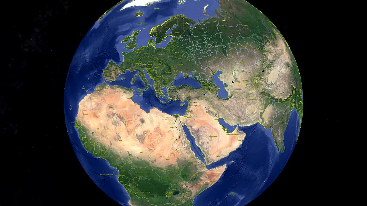 투르크메니스탄 발과 함께 우주에서 3d 지구 - 투르크메니스탄 외에서 확대