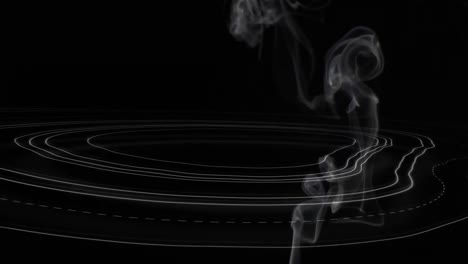 Humo-Moviéndose-Contra-La-Topografía-Sobre-Fondo-Negro