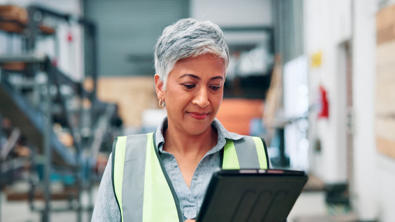 mujer sonriente en el almacén