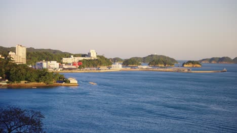 toba bay in mie, sunny morning on seaside of ise-shima ocean