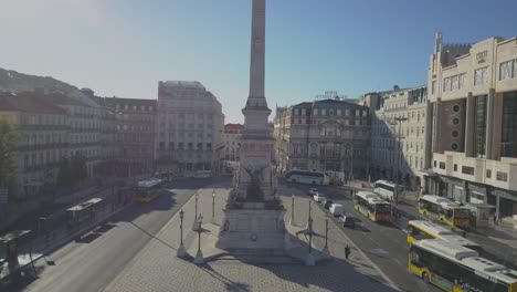 Top-View-of-Restauradores-Square,-Lisbon,-Portugal