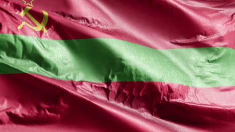 bandera textil de transnistria ondeando en el bucle del viento. bandera de transnistria balanceándose en la brisa. tejido textil de tela. fondo de relleno completo. bucle de 10 segundos.