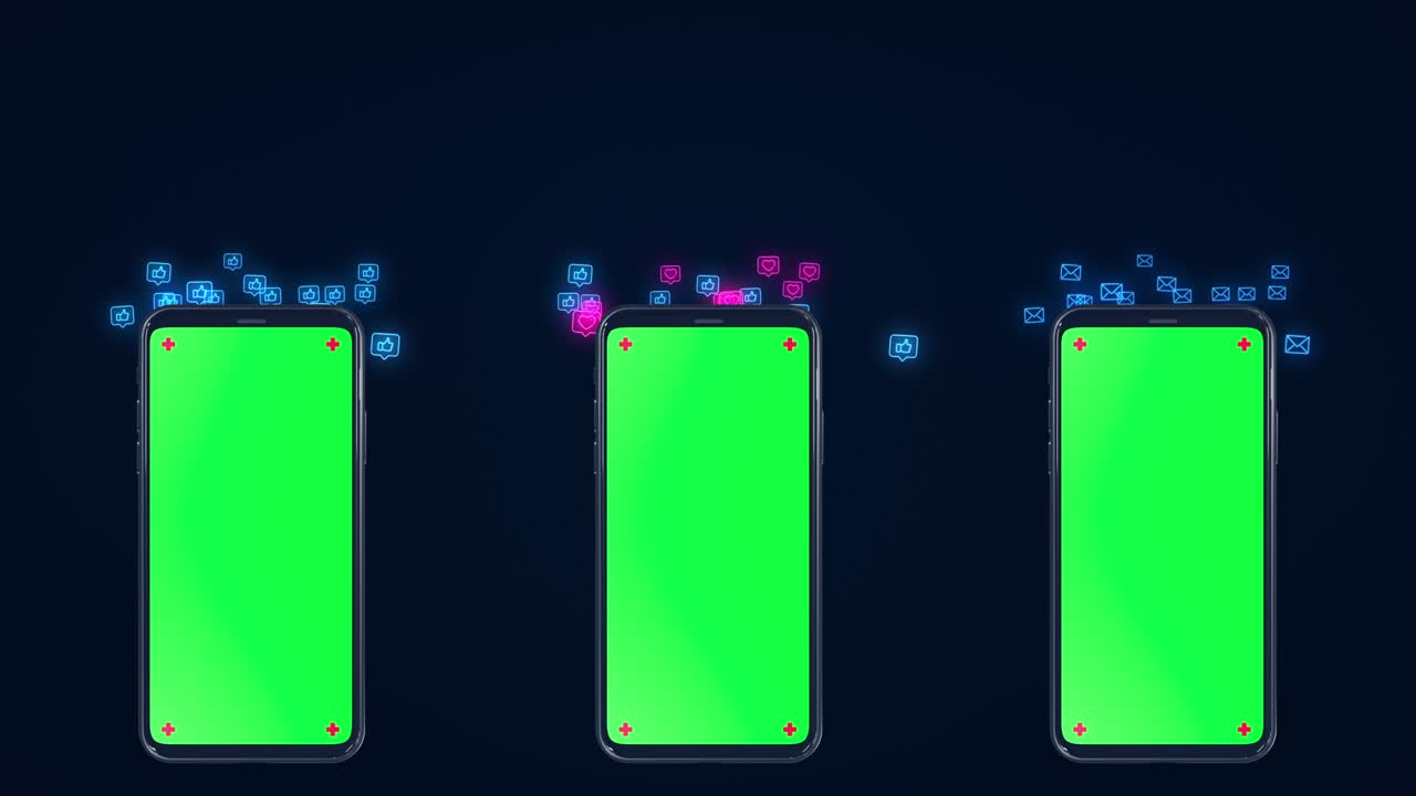 소셜 네트워크와 같은 전화 아이콘을 가진 녹색 화면