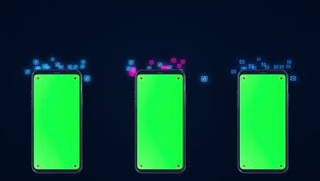 phone green screen with social network like icon