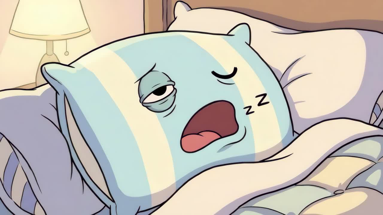ベッドで眠る漫画の枕