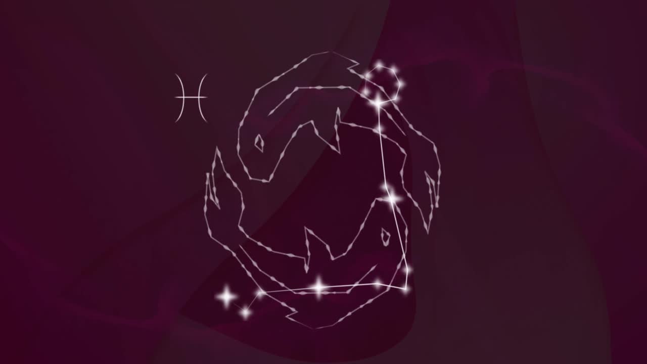 animación del signo de la estrella de los peces con estrellas brillantes.