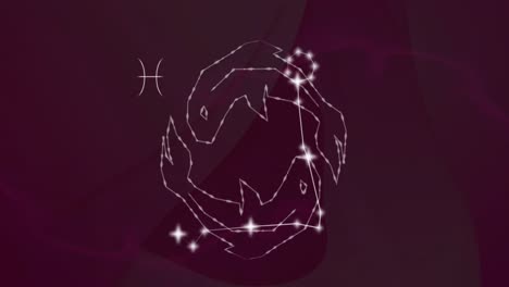 Animation-of-pisces-star-sign-with-glowing-stars