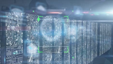 animation of scanning over columns with computer circuit board