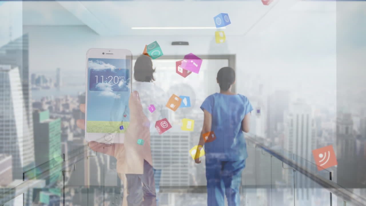 병원 내의 다양한 의사들에 대한 데이터 처리 애니메이션