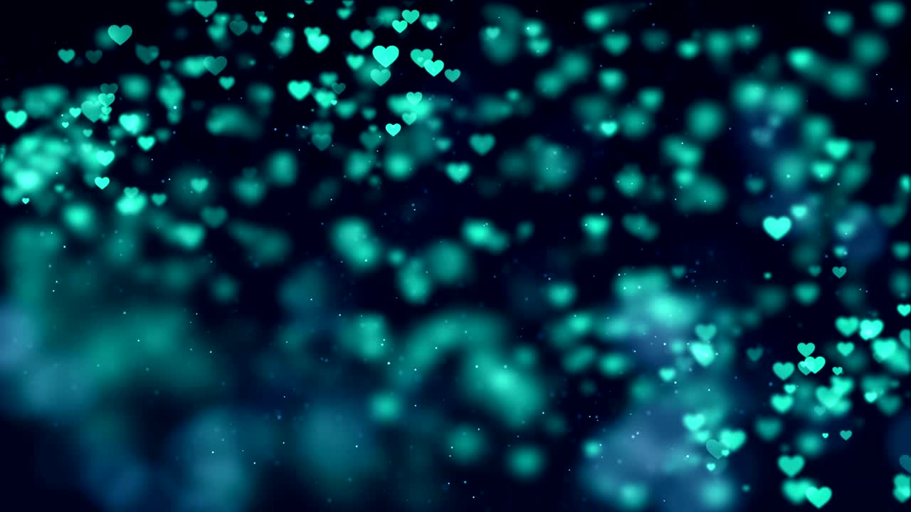 4k fondo de corazón verde suave (en bucle) video de stock