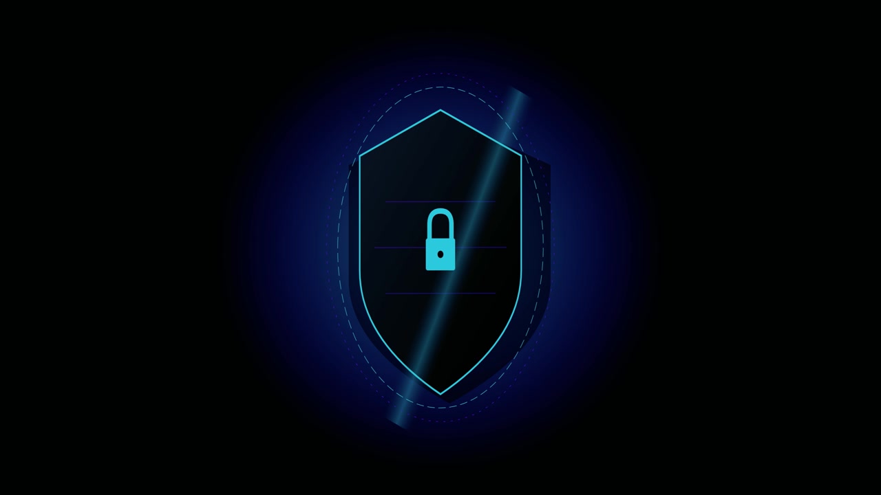 Digital Security Shield Icon with Scanning Light Effect