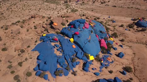 aerial: colorful rocks in sahara desert