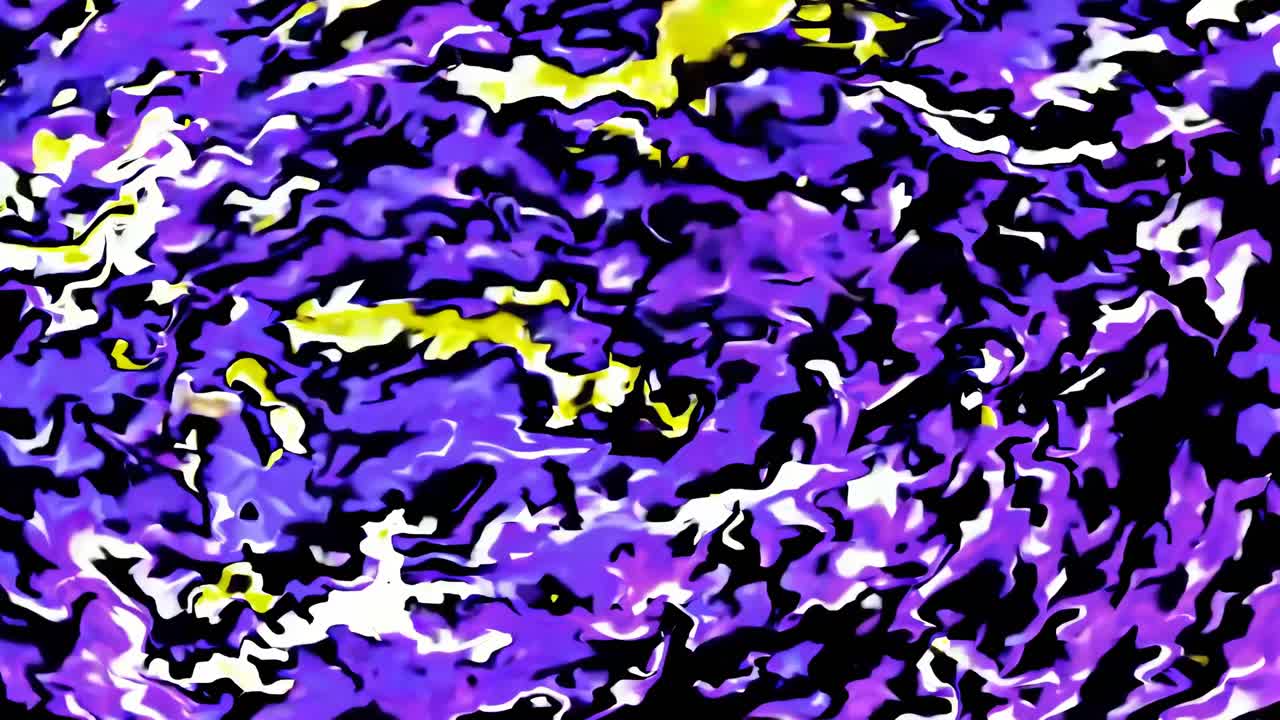 Abstract video with swirling purple and yellow patterns, viewed from a top-down angle