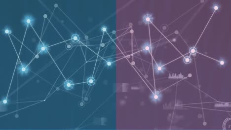 Animation-Des-Netzwerks-Von-Verbindungen-Mit-Der-Datenverarbeitung-Auf-Blauem-Hintergrund