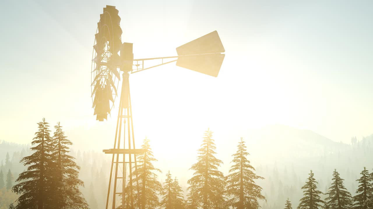 전형적인 오래된 풍차 터빈