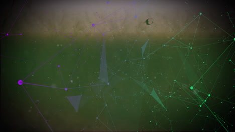 animación de la red de conexiones sobre fondo verde