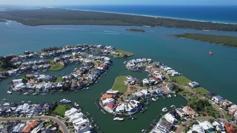 aerial view of sovereign islands, paradise point, gold coast, queensland, australia