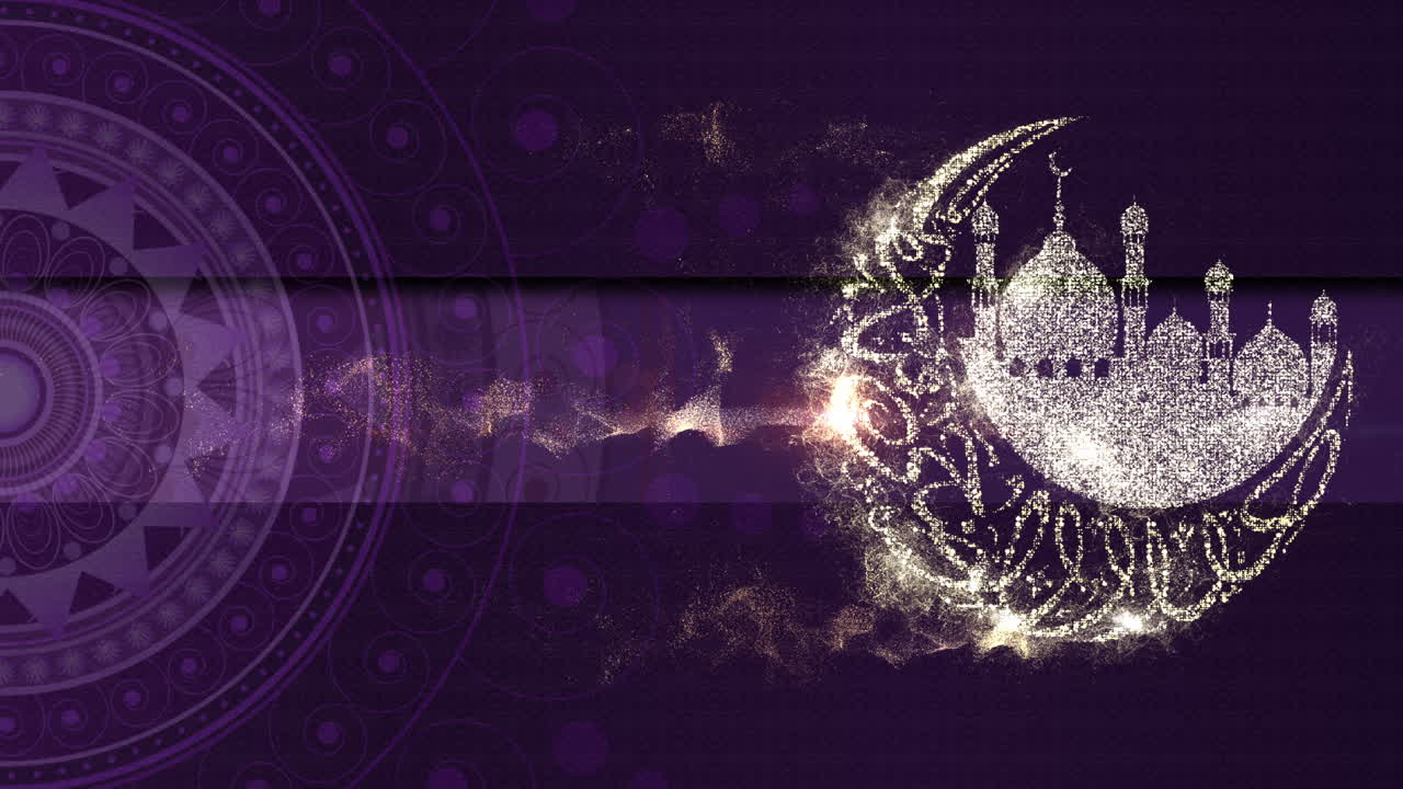 eid al adha mubarak o el festival del sacrificio para la comunidad musulmana decoraciones de fondo de clip de video en bucle con elegante diseño de partículas de texto de caligrafía arabesca