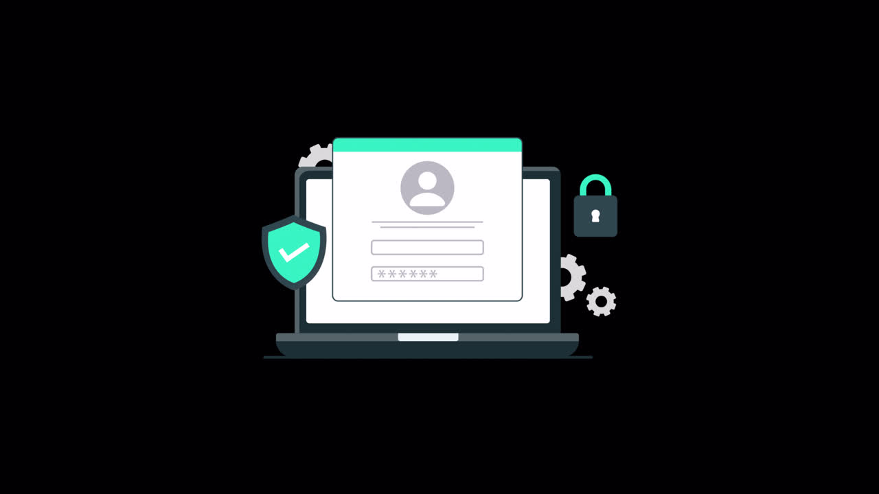 Animated Laptop Displaying Secure Login and User Authentication