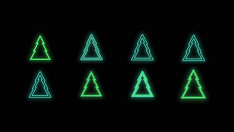 patrón de árboles de navidad verde con luz de neón