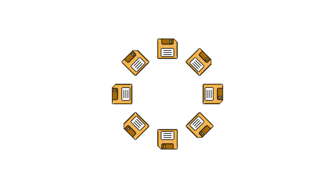 Pixel Art Floppy disc Spinning Animated Overlay Transparent 30fps (8)