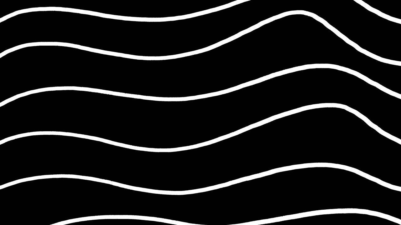 Seamless Loop of Moving White Wavy Lines on Black Background