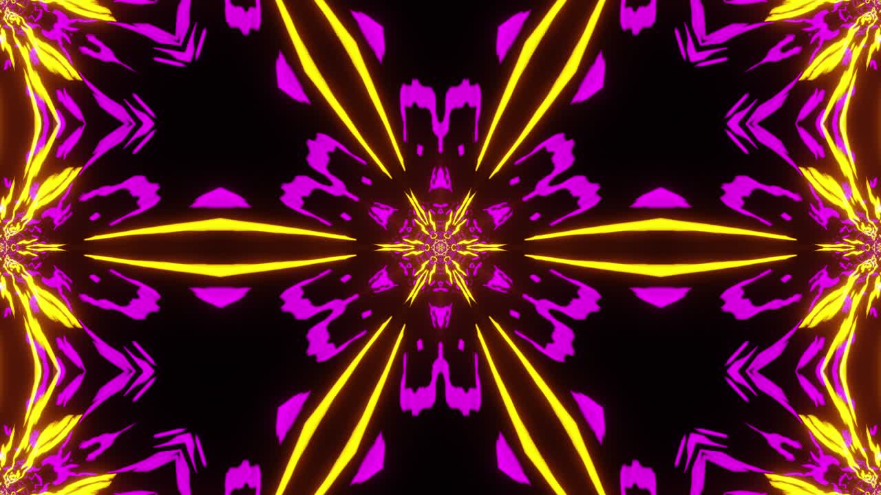 Animasi loop VJ kaleidoskop neon ungu tanpa jeda.