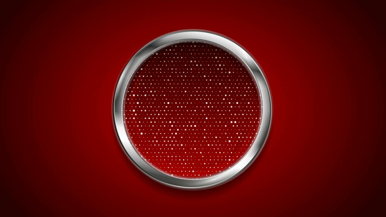 Silver metallic circle with shiny dots on red background video animation