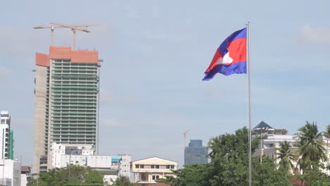 cambodian flag moves in the breeze in phnom penh