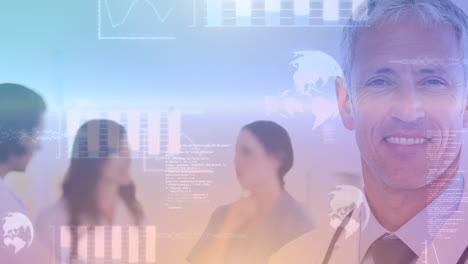 animación del procesamiento de datos médicos y el registro de estadísticas sobre un médico sonriente