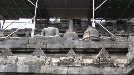 renovation at borobudur temple, unesco world heritage site, central java, indonesia, buddhist temple