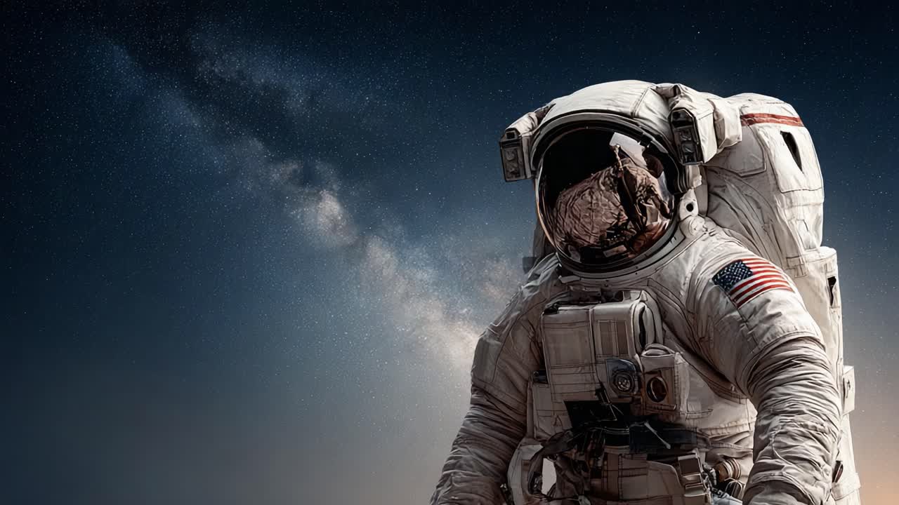 A Solitary Astronaut Standing Against a Stunning Cosmic Background Staring into the Infinite, Deep Space Awaits Exploration Beyond Our World