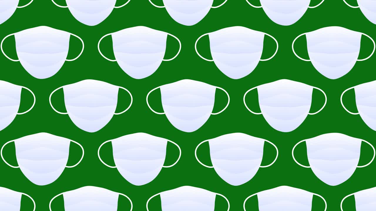 축구 공 얼굴 마스크 - 바이러스로부터 보호하기 위해 입과 코를 는 많은 의료 마스크 - 건강 관리 개념 - 4k 알파 매트 루프 애니메이션