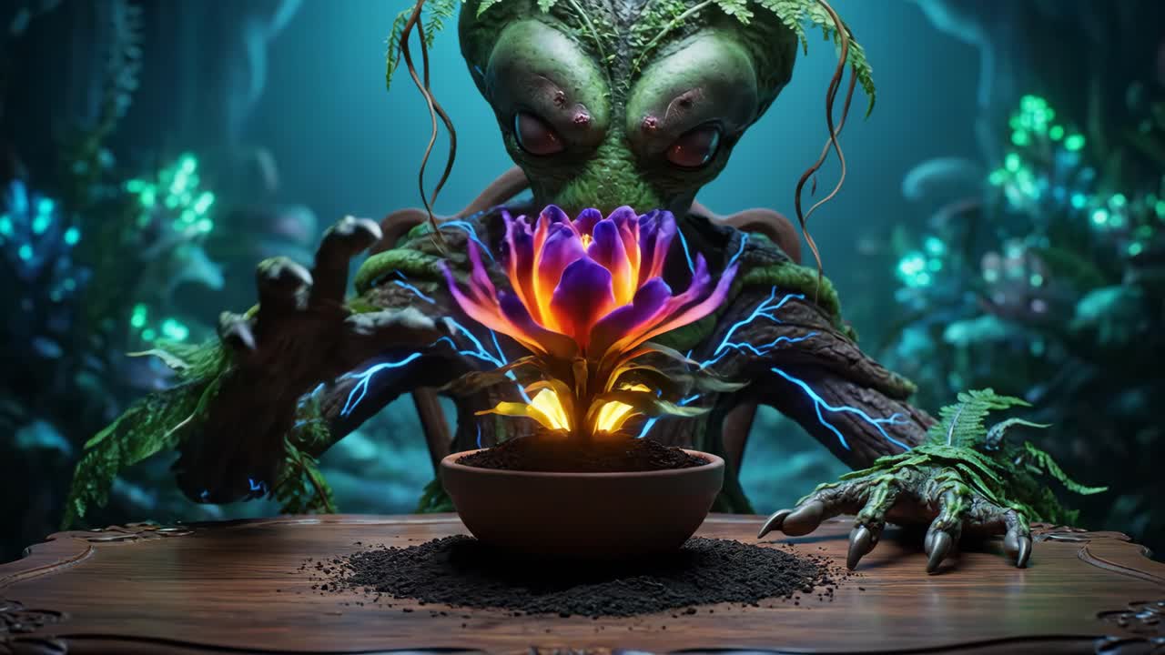 Plant monster with glowing flower
