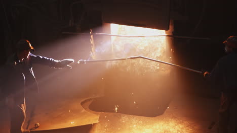 metal casting process in a factory