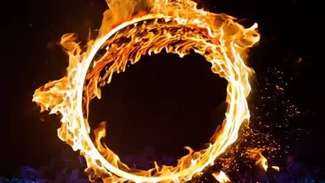 un círculo de fuego en el medio de un círculo de llamas