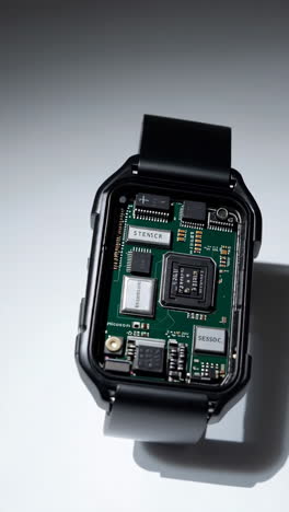 futuristic smartwatch with exposed circuit board