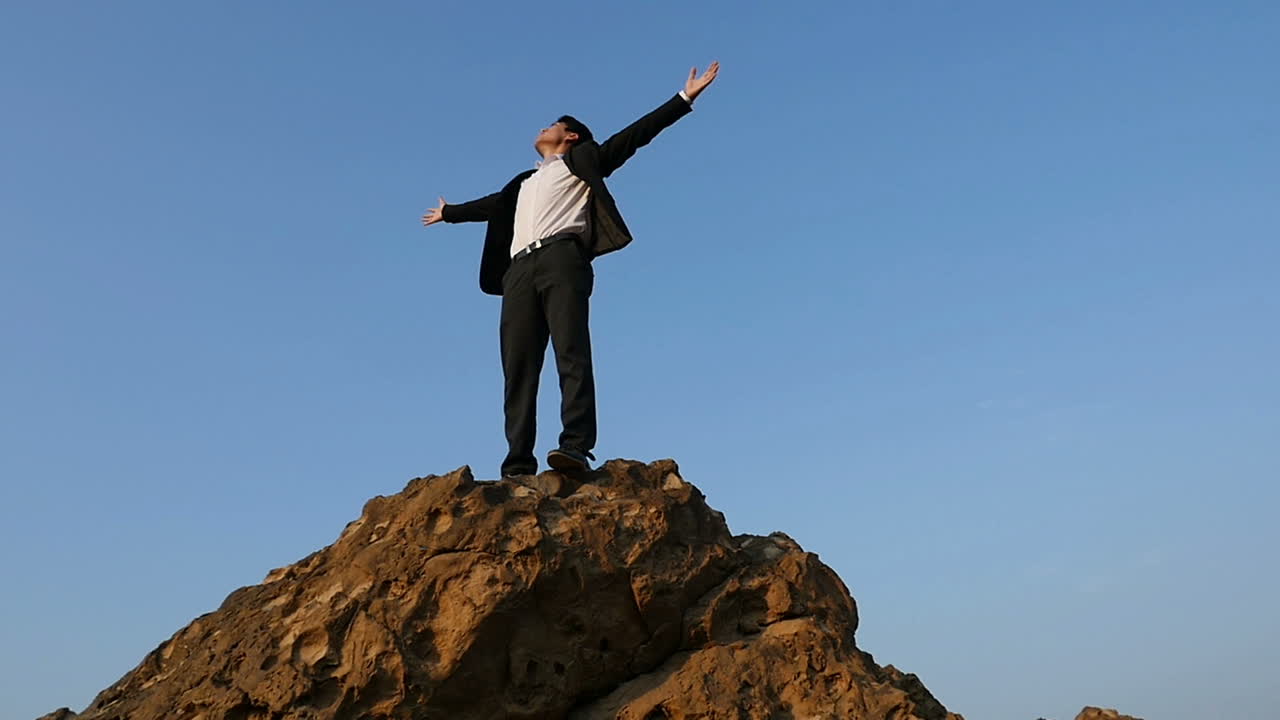 Businessman on a Mountain Top