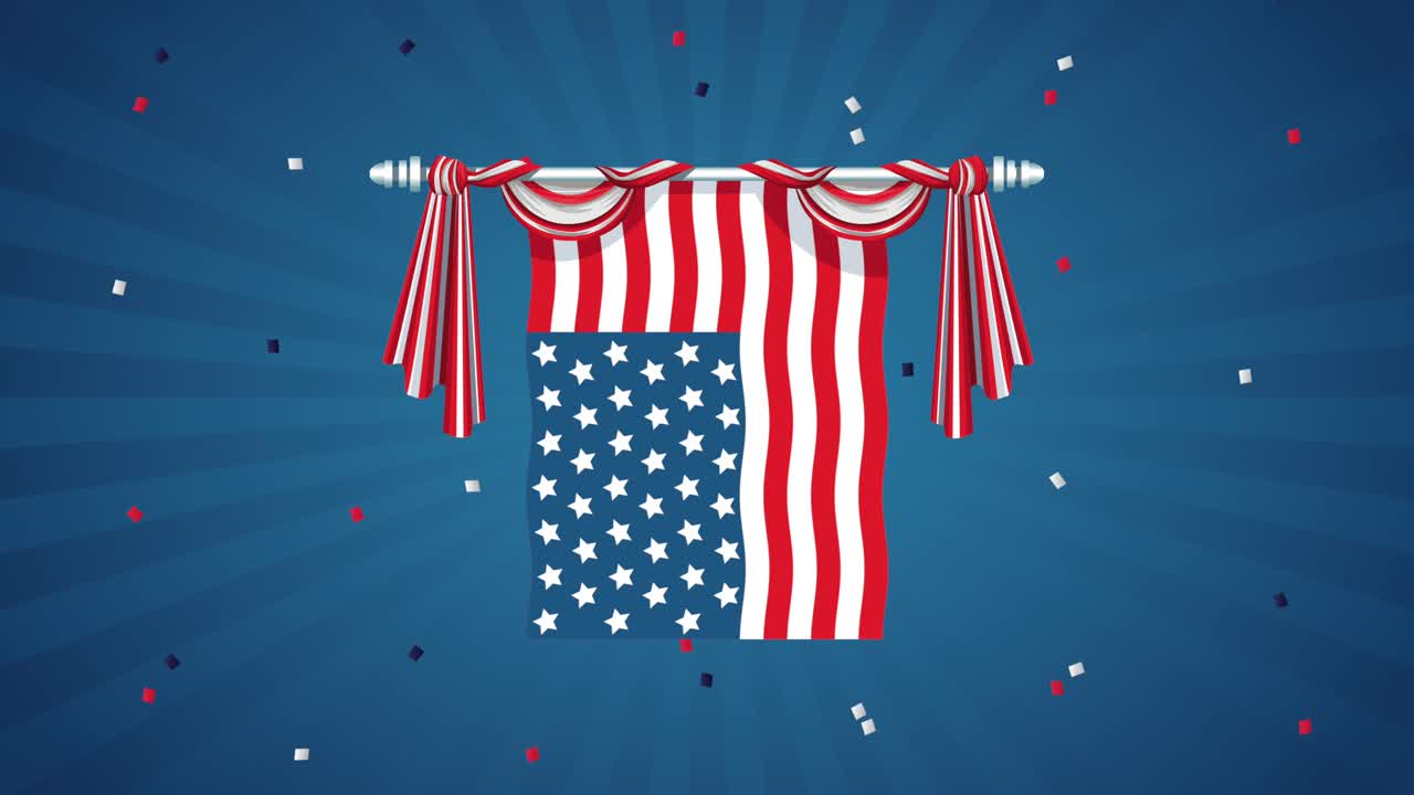 미국 축제 발을 매달린 애니메이션 카드