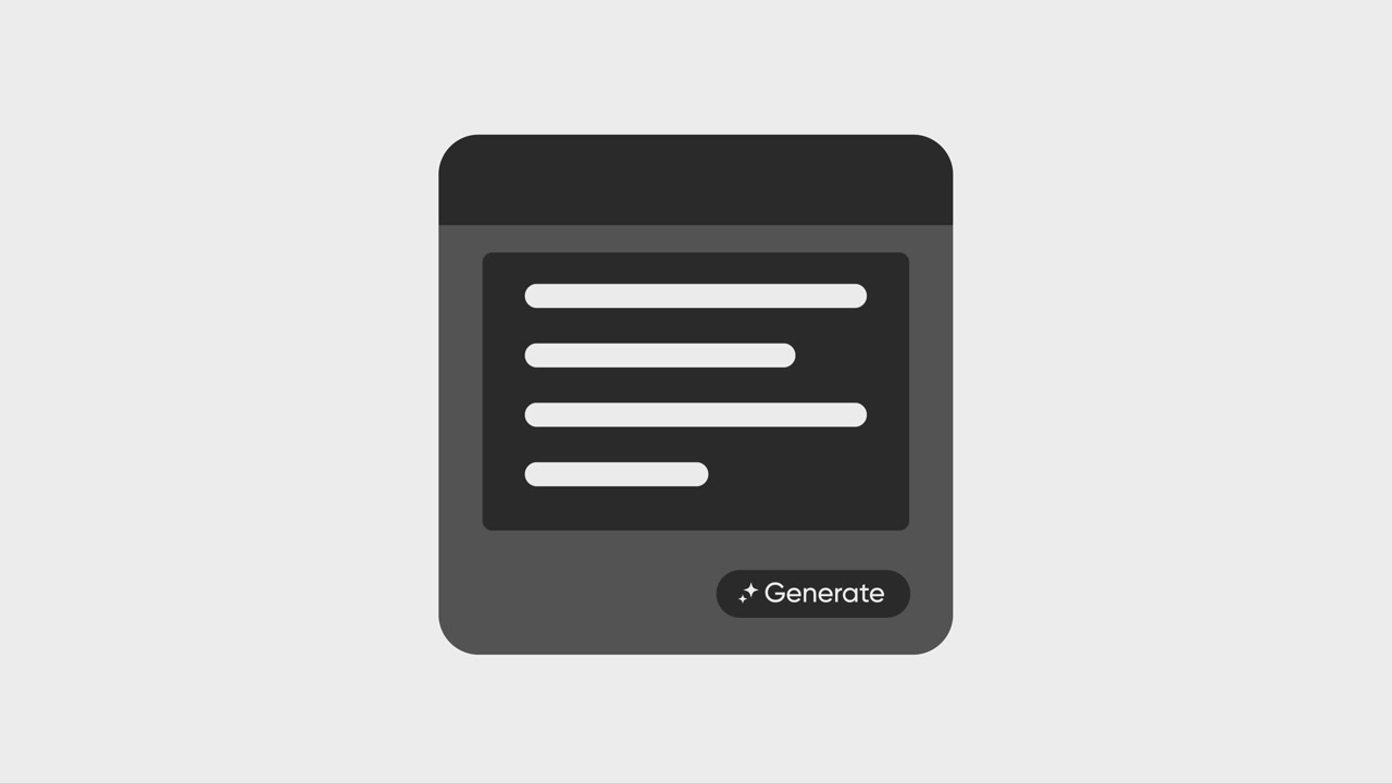 Animated Generative AI Content Card Interface with Text and Image Placeholder
