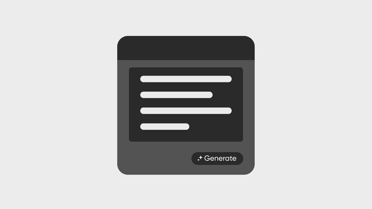 Animated Generative AI Content Card Interface with Text and Image Placeholder