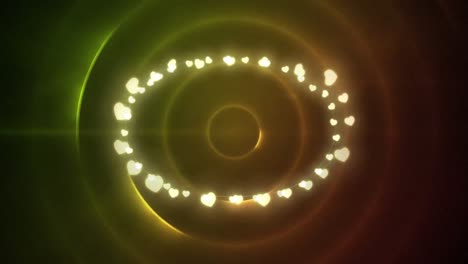 Animation-of-christmas-decoration-fairy-lights-with-copy-space-over-green-circles