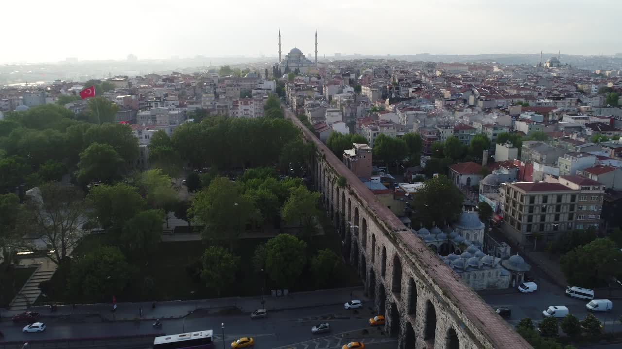 Roman Aqueduct Istanbul Turkey Aerial Vallens Middle East Tensions Trump Ban Travel Tourism Aerial Drone