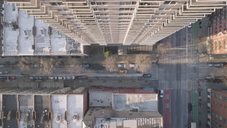 aerial view of an apartment building in new york city. shot on manhattan’s upper east side.